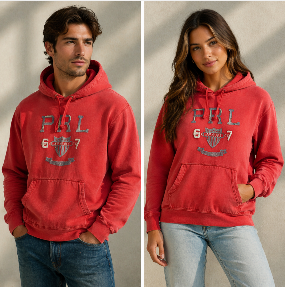 Vtg Polo Jeans Company Hoodie Mens XL Red PRL Shield Ralph Lauren Hoodie Y2K